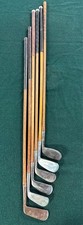 V12 Antique Lot 6 Piece Vtg 20s 30s Hickory Shaft Original Wood Golf Club Set