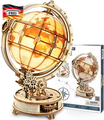 3D Holzpuzzle Globus mit LED Beleuchtung für Erwachsene - Dekor & Bastelset