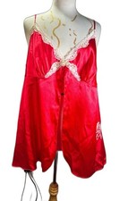 Secret Treasures Nightgown Size 3X Vintage 90's Red Satin Dreams Lace Sleepwear
