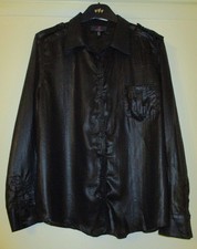 Simon Jeffrey Black Shiny & Sheer Long/S Collared Shirt 18