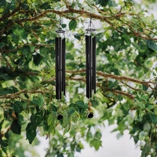 2-PC Gift Set 72" Long Tuned Black Metal Wind Chime Ornament Garden Decor