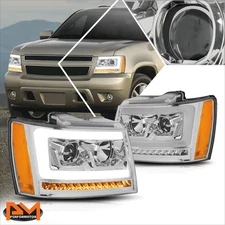 For 07-14 Tahoe/Suburban LED Sequential Signal Projector Headlight Chrome/Amber