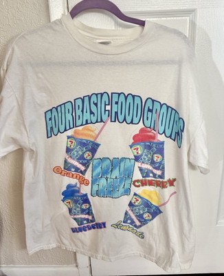 Vintage Slurpee Four Basic Food Groups Brain Feeeze T-shirt XL Extra Large 7/11