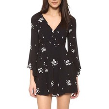 Free People Jasmine Floral Embroidered Bell Sleeve Mini Dress Size 8, Boho Fairy