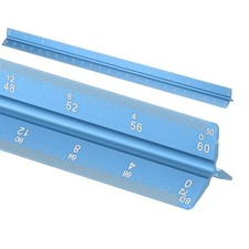 12 Inch Imperial Architectural Triangular Scale Ruler Large Scale, Blue