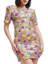 Dress The Population Gold Multi Maddox Floral Sequined Minidress XX Large $318