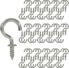 120 Pcs Heavy Duty Screw-In Hooks 1/2 Inch Nickel Plated Silver Ceiling Cup Hook