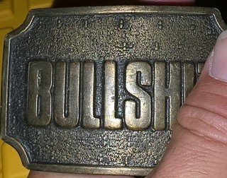 Men's Novelty Western "BULLSHI " BS Metal Belt Buckle 2x3 in For 1.5 in Belt
