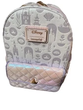 Loungefly Disney Princess Iridescent All-Over Print Exclusive Mini Backpack NWT