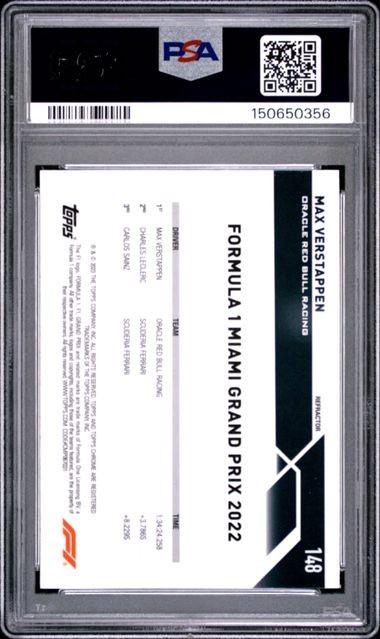 Max Verstappen 2023 Topps Chrome F1 REFRACTOR #148 PSA 10 GEM MT view 2