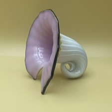 Jarrón concha de vidrio artístico rosa blanco remolino trompeta jarrón soplado a mano estilo decorativo