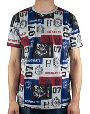 Image of Harry Potter Grey Hogwarts Houses Short Sleeved T-Shirt Mens