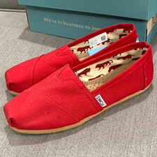 TOMS Alpargata Red Canvas Slip-On Women  s Flats US 6 M Round Toe Animal