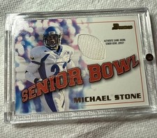 2001 Bowman Rookie Relics #BJMS Michael Stone Jersey Senior Bowl screw Down Case