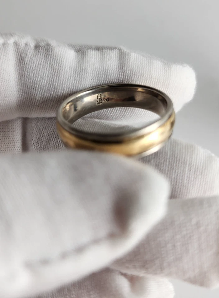 Alianza de boda James Avery de oro amarillo de 14k y paladio para hombre talla 11 Foto 4 de 4