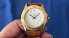 Vintage Timex Men's Gold-Tone Compass Bezel Indiglo Leather Band New Battery