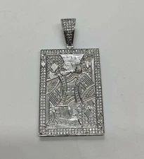 Men's 1.50 Ct Round Cut Moissanite "King Card" Charm Pendant 925 Sterling Silver