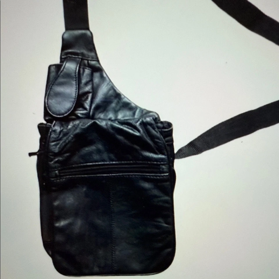 Black Leather Crossbody Bag - Image 2 of 4