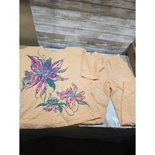 Vintage Suzy Phillips Peach Floral Textured Lounge Set Small Made in USA