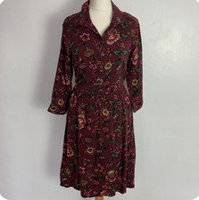 1940s CC41 style Vintage Dress & Hair Flowers Size 10-12 Shirt waister Burgundy
