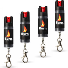 Burn Pepper Spray 4 Pack Police Grade Maximum Strength Self Defense Keychain