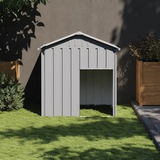Dog House Light Grey Galvanized Steel Medium Durable Dog House vidaXL