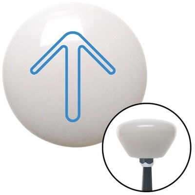 Blue Pointing Arrow Up White Retro Shift Knob w/ M16x1.5 Insert Shifter Auto