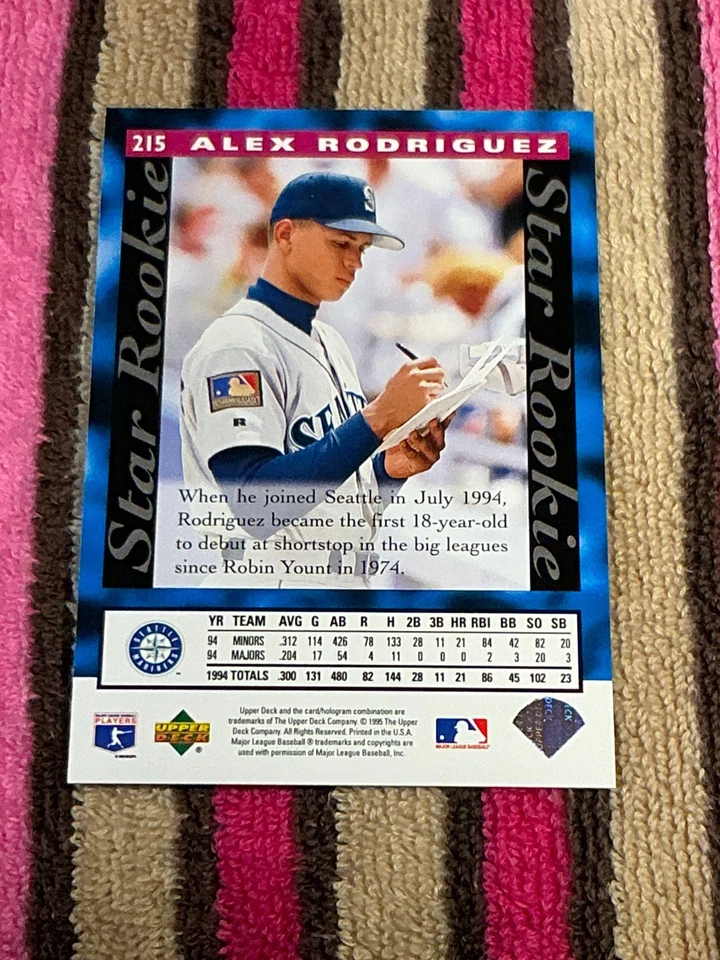 1995 UPPER DECK STAR ROOKIE RC #215 ALEX RODRIGUEZ MARINERS NMMT ROOKIE CARD! - Photo 2/2