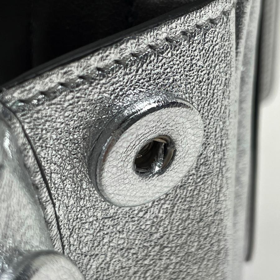 PRADA Chain Shoulder Bag Leather Silver 25cm #BS1549 thumbnail 4