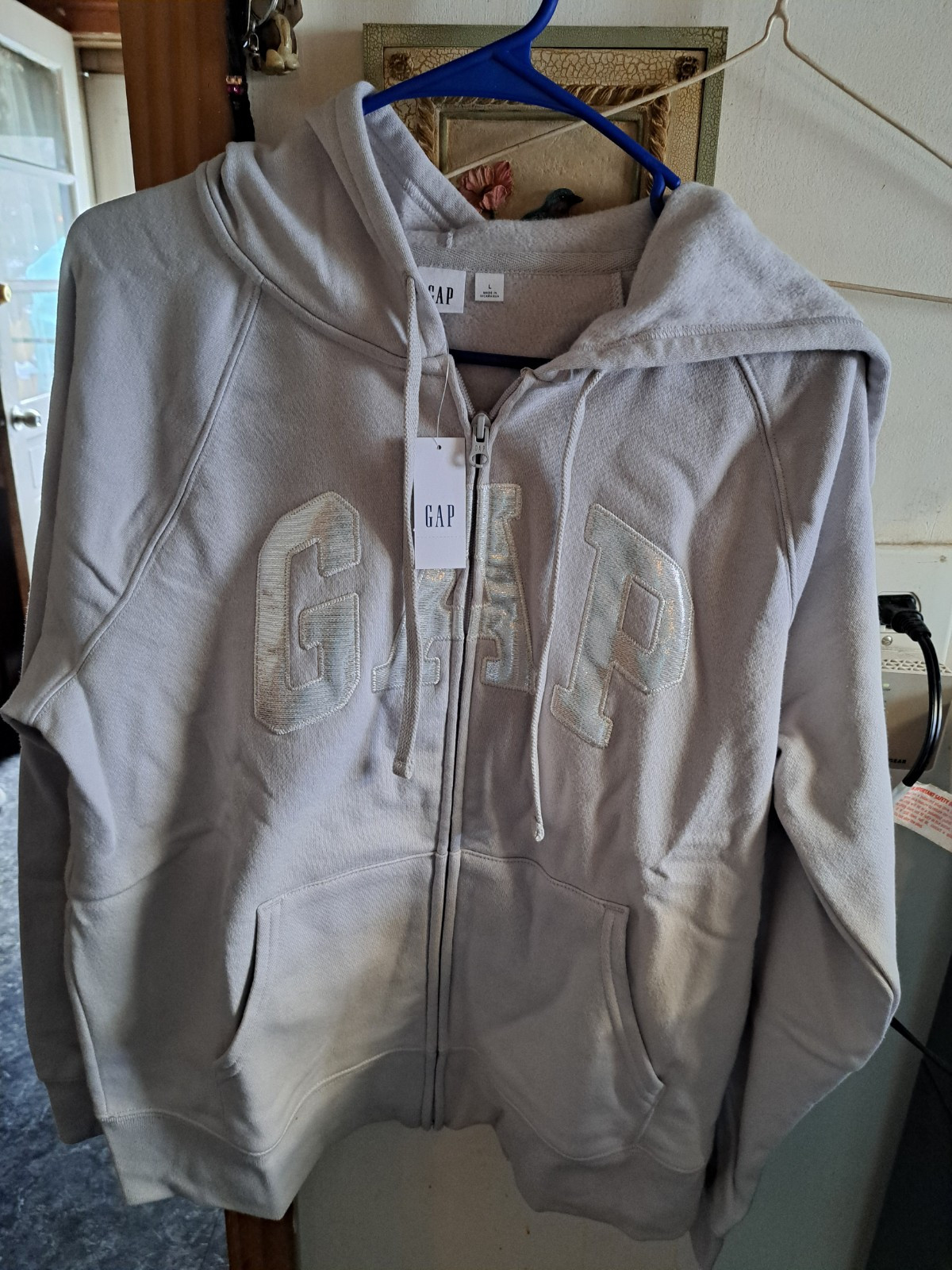 Women's Large Light Purple-Grey Gap Full Zip Hoodie  