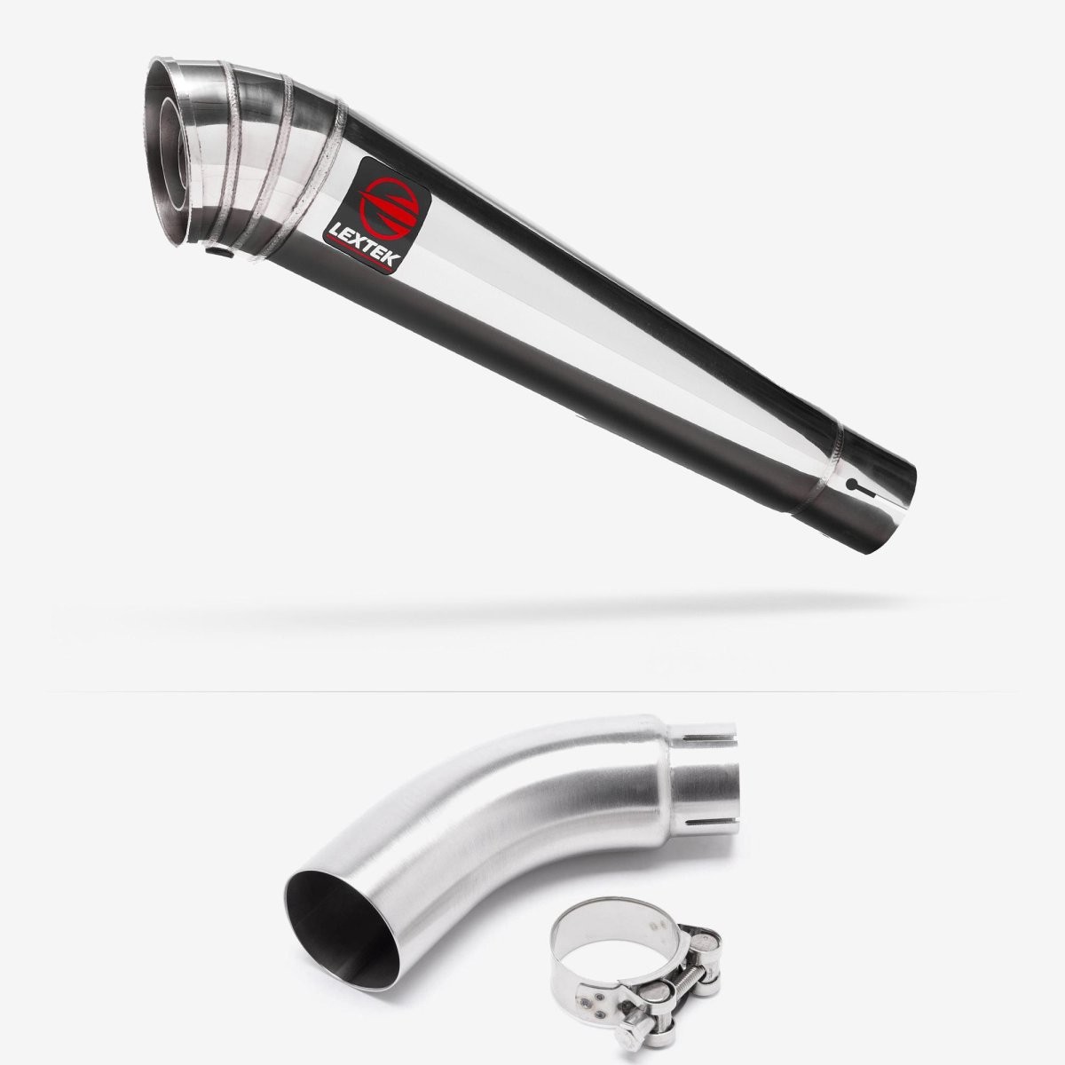 Lextek Stainless Steel MP4 Polished 300mm Exhaust with Link Pipe Silencer Rear