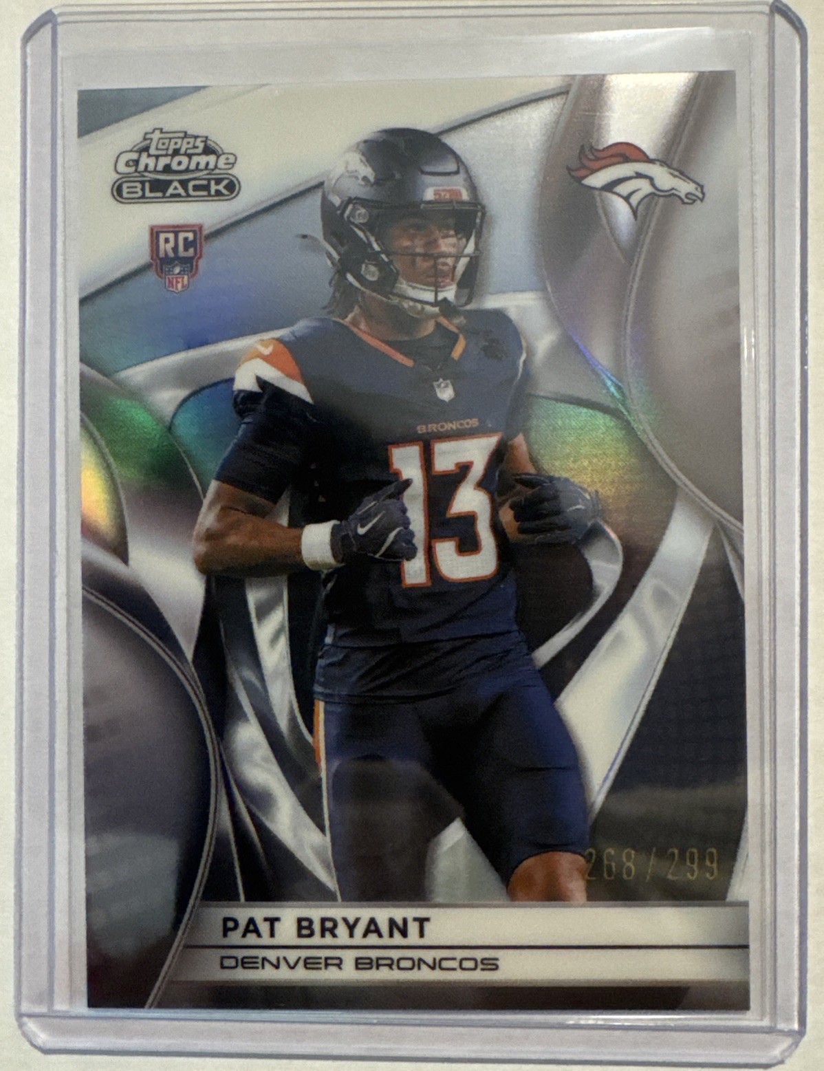 2025 Topps Chrome Black ￼Refractor Pat Bryant Rookie Card #116 Broncos /299