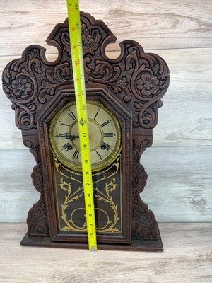 Antique New Haven Gingerbread Forum Mantle Clock 1900s 8 Day Time