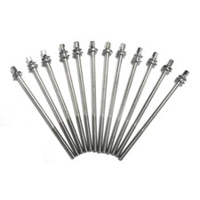 12 Drum Tension Rods 110mm 4 1/4" Chrome Finish with Washers Diameter 7/32"