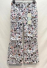 Roxy Girls Backyard Snow Ski Snowboard Pants White Leopard Sz 10 NEW