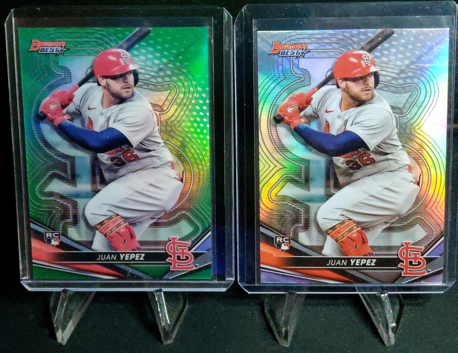 2022 Bowman's Best Green Refractor Rc Juan Yepez #15 #'d 15/99 + Ref