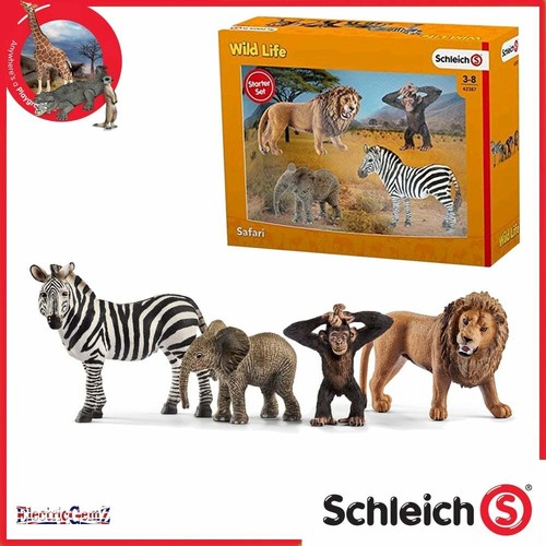 Schleich Wild Life Starter Set inc León Elefante Chimpancé y Cebra Figuras - Imagen 2 de 2