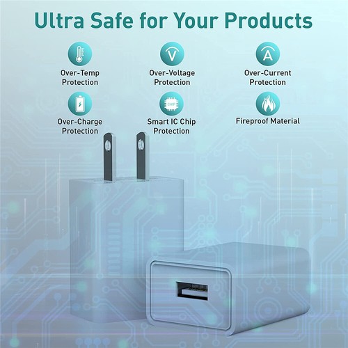 Cargador de pared puerto USB 5V 1A enchufe EE. UU. 5 voltios 1 amperio adaptador de corriente AC-DC convertidor - Imagen 5 de 7