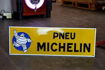 Plaque émaillée MICHELIN pneu rectangulaire pochoir enamel sign emailschild - Photo 1/4