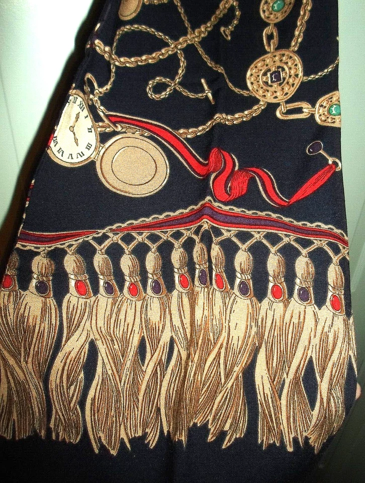 CADENA RELOJ BORLAS ESTAMPADO DOBLE CAPA JERSEY NOCHE BUFANDA ESPALDA/DORADO/ROJO/VERDE Foto 2 de 4