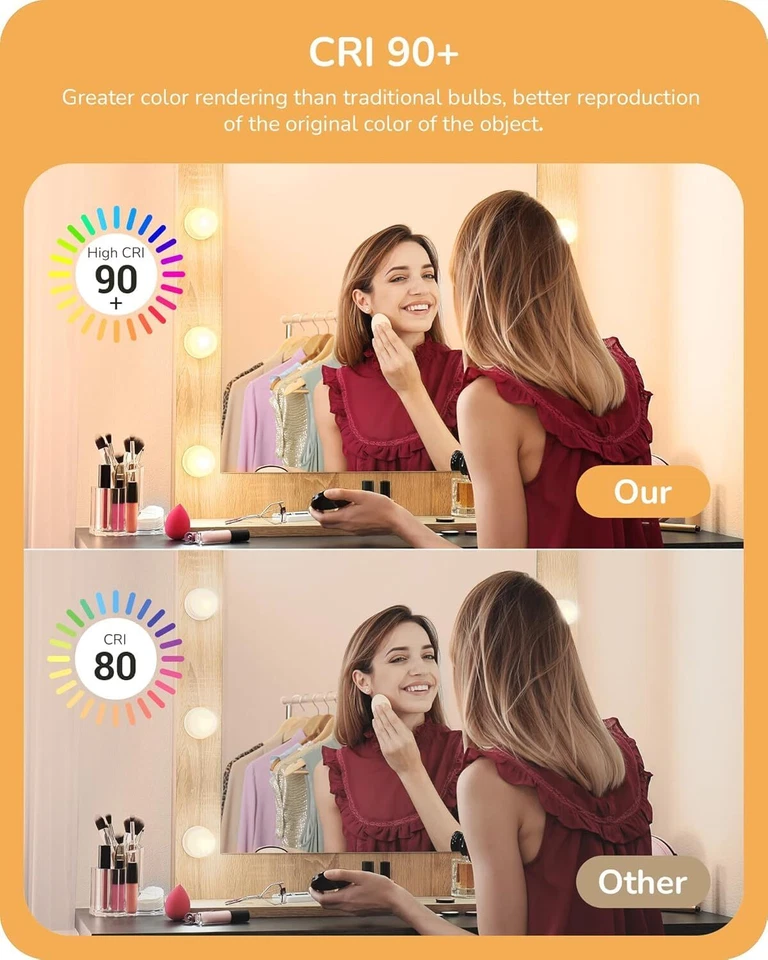 4Pack G40 Vanity Globe Light Bulbs, LED Filament, 2700K, 8.5W(100W), 800LM - Image 3 of 4