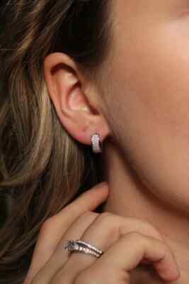 0.62 CT Round VS/SI Lab Grown Diamond Women's Huggie Hoop Earring 14K White Gold