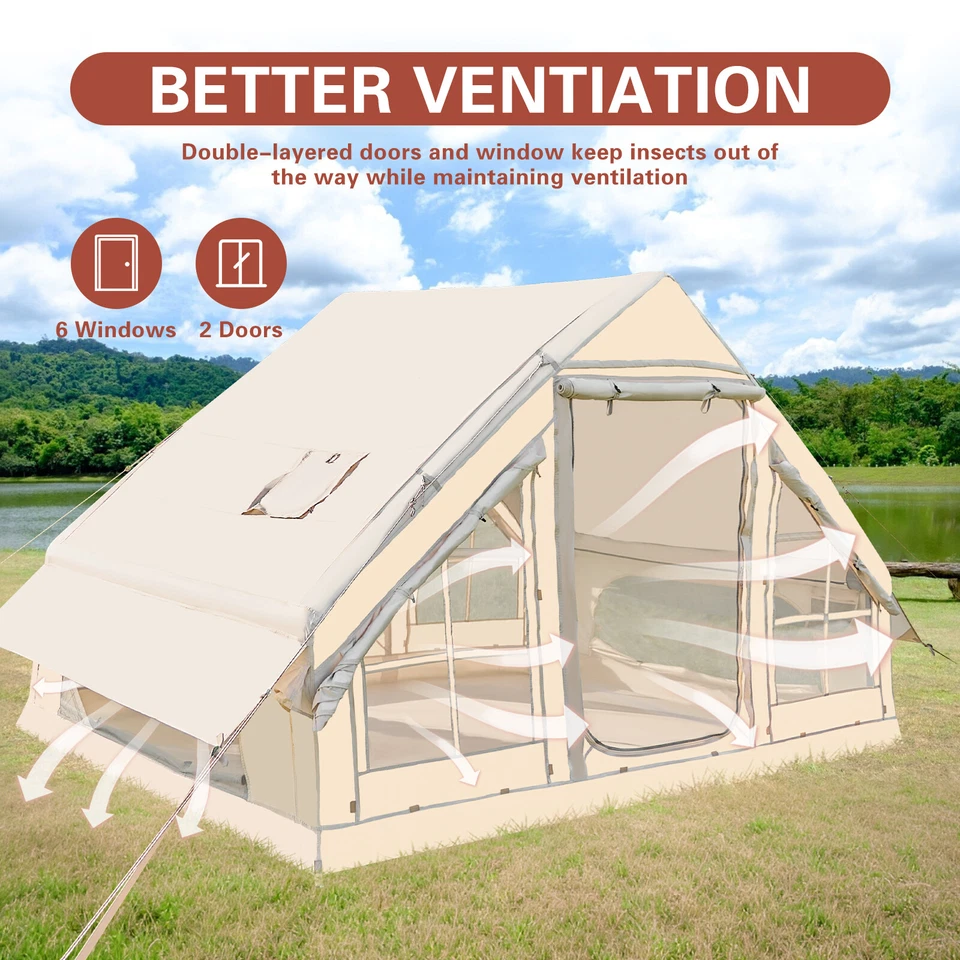 Inflatable Camping Tents for 6 Person Easy Setup Hot Tent Waterproof&UV-Protect - Image 4 of 4