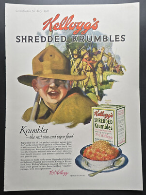 1920 Kellogg s Shredded Krumbles Ad Boy Scout Art Cosmopolitan Magazine