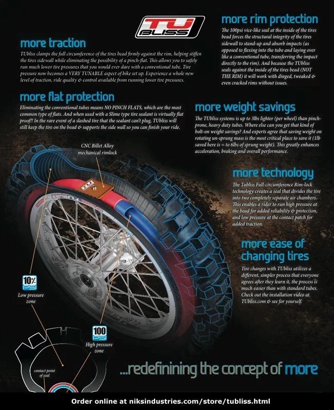 Kit de neumáticos tubeless Tubliss traje de tubo de 18" y 21" Yamaha WR250R, etc. Foto 2 de 4