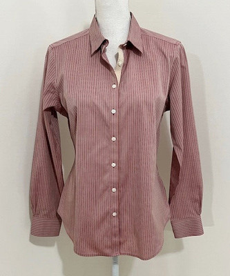 Brooks Brothers Pink & Red Stripe Fitted Button Blouse Office Career Women's 10P
