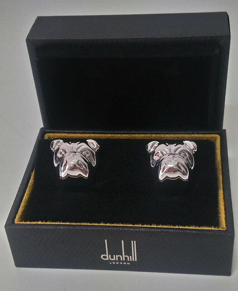 Dunhill cufflinks SV925 plat sterlina Bulldog británico joyería para hombre con