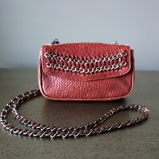 Small Pebbled Leather Bag With Chain Strap