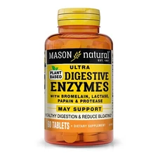 Mason Natural Plant Based Ultra Digestive Enzymes - May Reduce Bloating, 60 Caps
