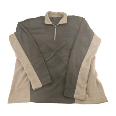 Kathmandu Grey/Tan Half Zip Fleece Sweater Mens Large Pullover Mock Neck